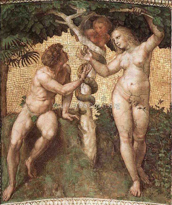 Stanza della Segnatura, Adam and Eve - 拉斐尔